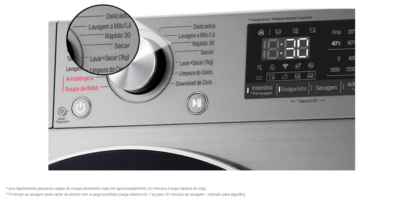 Lava e Seca LG Vivace VC4 11 Kg Aço Escovado 220V